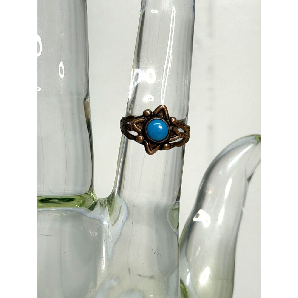 Vintage Native American Copper & Turquoise Ring 5